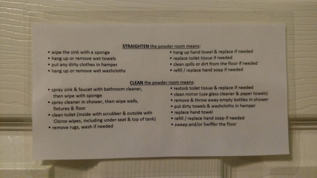 bathroom cleaning list chores homeschooling 