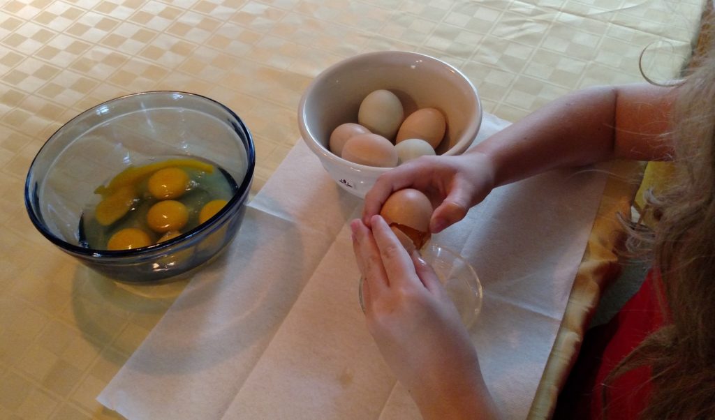 homeschool homeschooling cracking eggs kitchen helpers