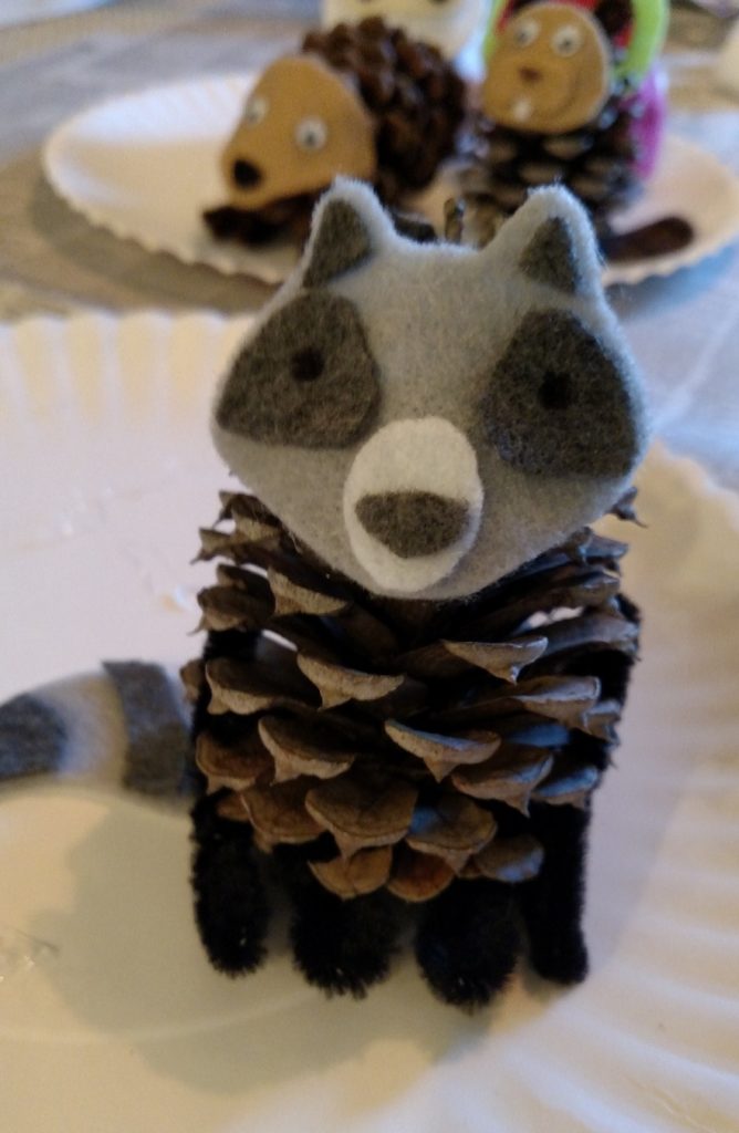 pine cone raccoon craft homeschool homeschooling
