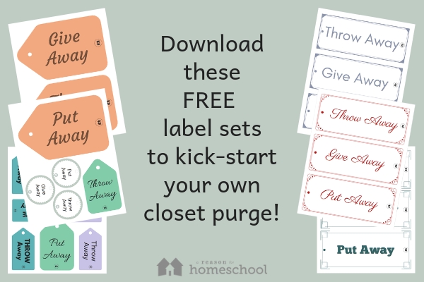closets purge cleaning printable labels