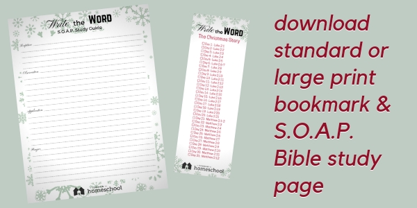Christmas Story bookmarks SOAP study download free printable