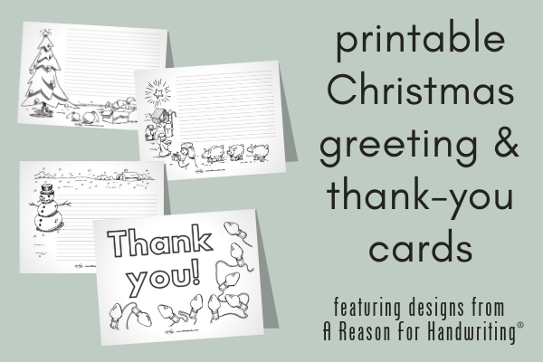 free printable greeting thank you cards Christmas