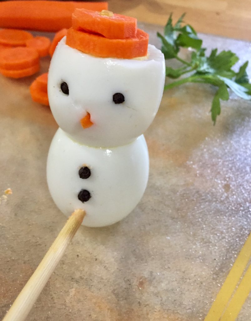 snowman egg appetizer hard boiled simple recipe