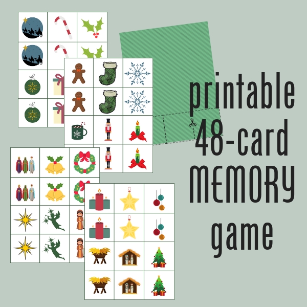 free printable Christmas memory game