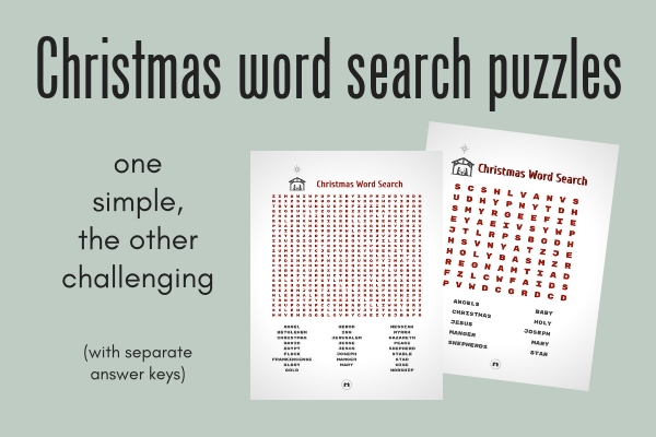 Word Search Christmas printable puzzles download free