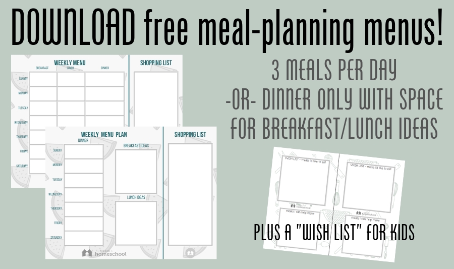 meal planning printable menus download