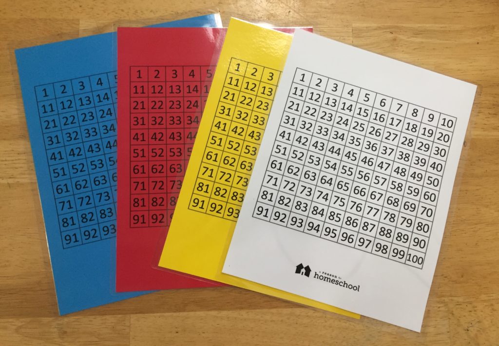 Hundreds chart matching Montessori free printable