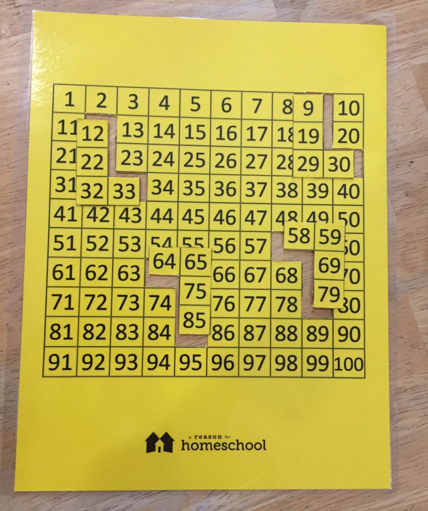 Hundreds chart matching game Montessori printable free