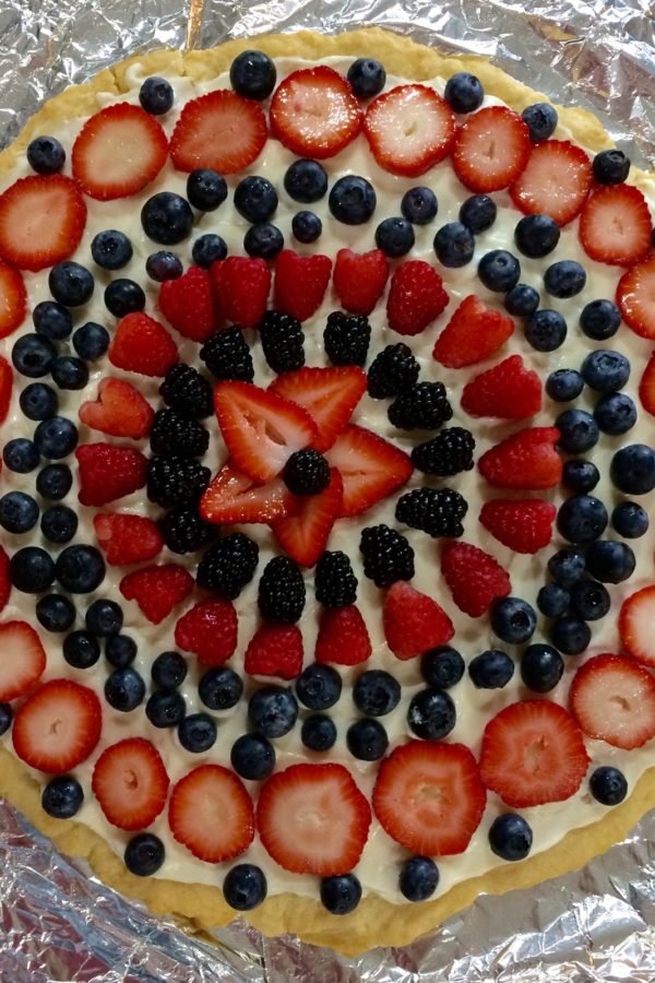 Red White And Blue Fruit Pizza with Berries
