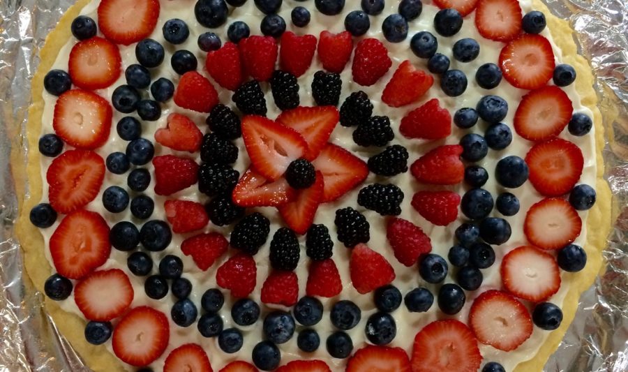 Red White And Blue Fruit Pizza with Berries