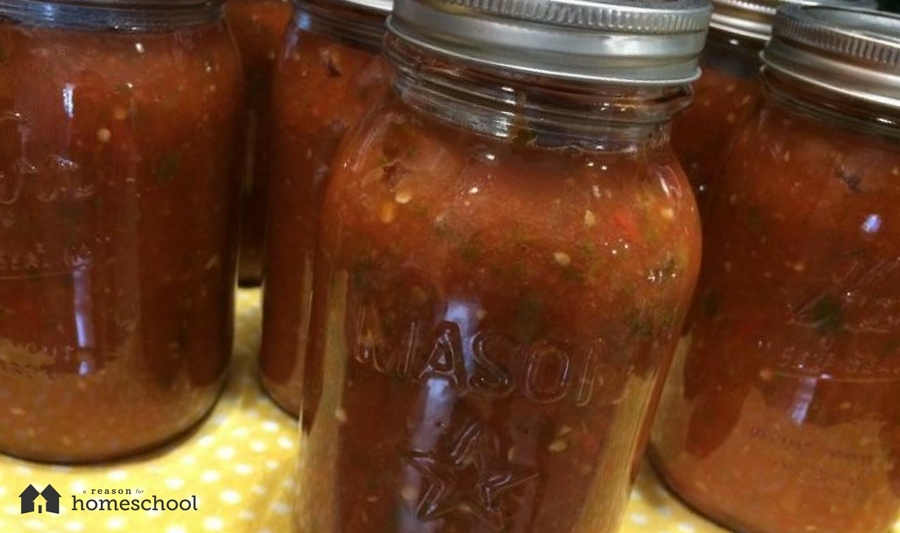 Salsa home canning water bath homeschool homeschooling