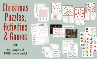 free Christmas printables downloads puzzles games