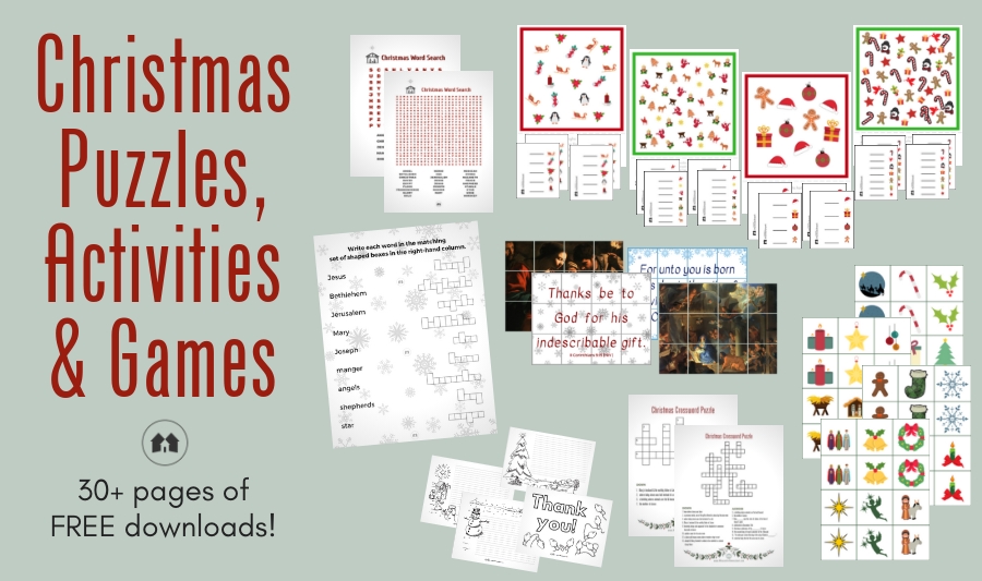 free Christmas printables downloads puzzles games