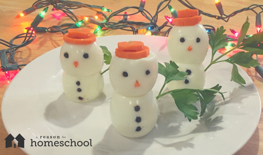 snowman boiled egg appetizer recipe Christmas winter