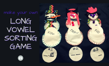 educational game activity snowman long vowel sorting reading grammar
