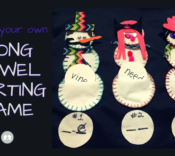 educational game activity snowman long vowel sorting reading grammar