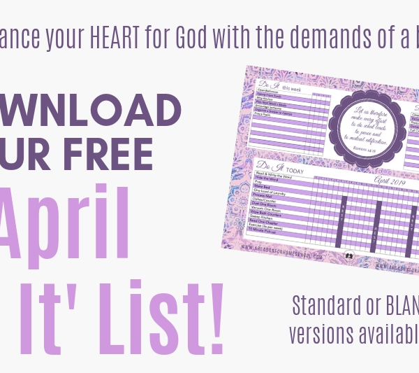 April 2019 Do It List home organization printable download free homeschool homeschooling