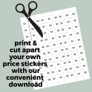 free download garage yard sale price stickers