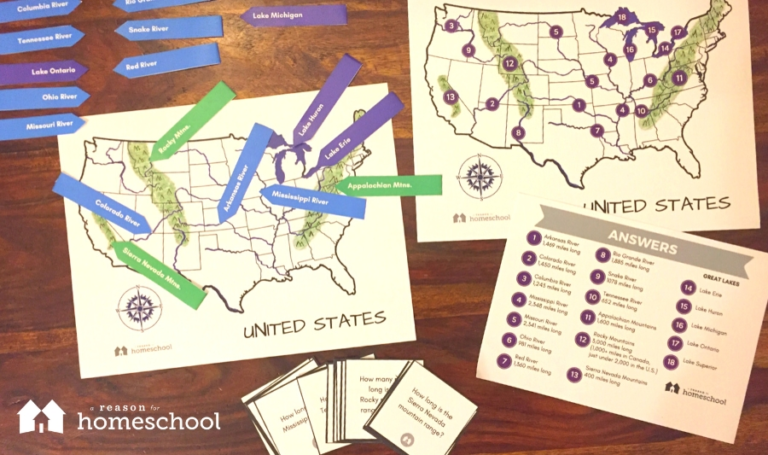 Free Geography Printables: Rivers, Lakes & Mountains of the U.S. – A ...