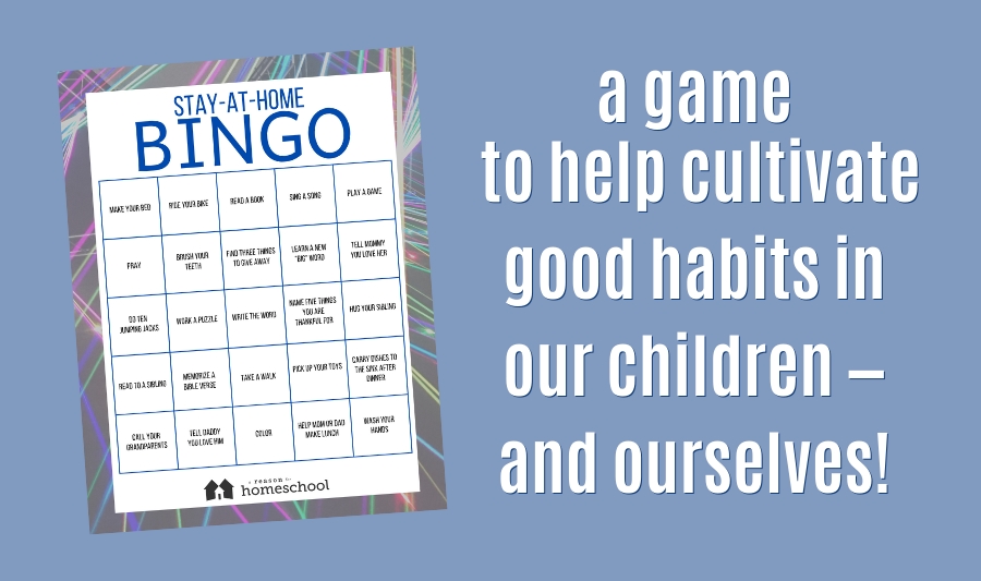 bingo game board homeschool homeschooling parenting COVID-19 family